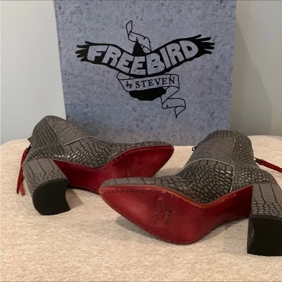 FREEBIRD BY STEVEN STONE CROCO JOEY BOOTS WITH FLARED WRAP HEEL